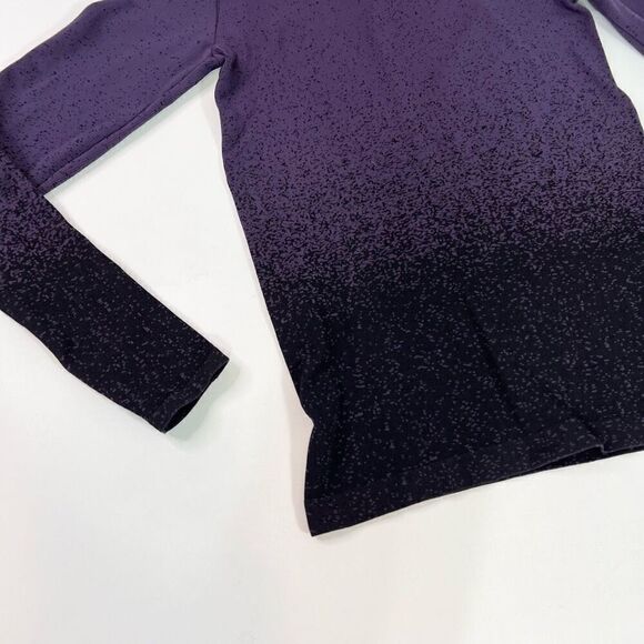 Athleta Top Womens Medium Purple Black Flurry Base Layer Ombre Turtleneck - Picture 2 of 9